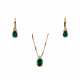 Giorgio Visconti. 18K gold pendant and earrings with emeralds and diamonds. - фото 1