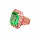 12.30 ct Colombian emerald ring with 2.15ct pink sapphires in 18k gold. - photo 1