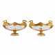 Pair of oval vases in cast glass and gilt bronze, with swan motif. France 20th century. - Foto 1