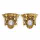 Pair of spectacular French gilt bronze consoles with porcelain miniatures. - фото 1