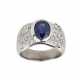 Gold 18K ring with sapphire and diamonds. - фото 1