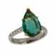 18K Gold Ring with Teardrop Emerald and Diamonds - photo 1