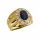 18K Gold Signet Ring with Sapphire and Diamonds. - photo 1