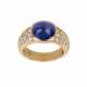 Gold ring with sapphire and diamonds. - фото 1