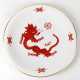 Meissen-Wandteller, Ming-Drache in Korallenrot mit Goldrand, 1. Wahl, Dm. 31,5 cm - Foto 1