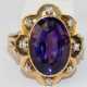 Ring, GG 585, ca. 7,1 g, Amethyst ca. 1,5 x 1,1 cm, 8 Brillanten ca. 0,24 ct., RG 56, Innendurchmesser 17.8 mm - photo 1