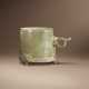 A BRONZE-INSET JADE HANDLED CUP - photo 1