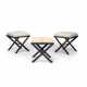 A GROUP OF THREE WROUGHT IRON X-FORM STOOLS - Foto 1