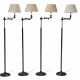 A GROUP OF FOUR BURNISHED METAL ADJUSTABLE FLOOR LAMPS - фото 1