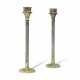 A PAIR OF PATINATED METAL CANDLESTICKS - photo 1