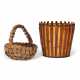 A BAMBOO STAINED WASTEPAPER BASKET AND A PINECONE BASKET - photo 1