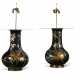 A PAIR OF MASSIVE MOLDED COMPOSITION EBONIZED AND PARCEL GILT BALUSTER VASES MOUNTED AS TABLE LAMPS - photo 1