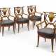 A SET OF FOUR BIEDERMEIER MAHOGANY, EBONIZED AND PARCEL-GILT ARMCHAIRS - фото 1