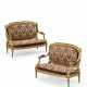 A PAIR OF LOUIS XVI GILT WALNUT CANAPES - фото 1