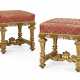 A PAIR OF LOUIS XIV GILT-WALNUT TABOURETS - photo 1