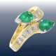 Ring: hochwertiger und attraktiver Smaragd/Diamant-Goldschmiedering im Overcross-Design, Handarbeit, 18K Gold - photo 1