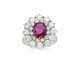 Oval ct. 1.85 circa ruby and diamond white gold ri… - photo 1