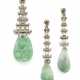 Round and carré diamond, carved jade and white gol… - photo 1