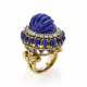 Lapis lazuli, enamel and diamond yellow gold ring,… - фото 1