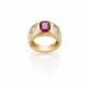 Cushion cut ct. 2.30 circa ruby and diamond yellow… - photo 1