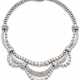 Round and baguette diamond platinum necklace, roun… - Foto 1