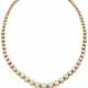 Round diamond and yellow gold graduated necklace, … - фото 1