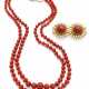 Red coral and yellow gold lot comprising a two str… - photo 1