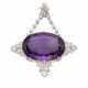 Oval amethyst, diamond and platinum pendant, g 21.… - photo 1