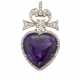 Heart shaped amethyst and old mine diamond yellow … - photo 1