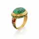 Cabochon ct. 11.00 circa carved emerald, enamel an… - фото 1