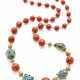 Yellow gold and orange coral graduated bead neckla… - фото 1