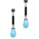 Diamond, onyx and turquoise platinum pendant earri… - photo 1