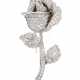 Diamond and white gold rose shaped brooch, diamond… - photo 1