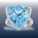Ring: dekorativer und ausgefallener Goldschmiedering mit sehr schönem Blautopas und Diamanten - photo 1