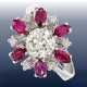 Ring: äußerst dekorativer vintage Diamant/Rubin-Goldschmiedering mit großem Altschliffdiamant von 1,46ct - Foto 1