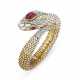 DAVID WEBB ENAMEL, RUBY AND DIAMOND COBRA BANGLE BRACELET - photo 1