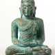 Bronze-Figur "Sitzender Buddha", grün patiniert, H. 16 cm - Foto 1