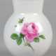 Meissen-Vase, Rote Rose mit Goldrand, gebaucht, 1. Wahl, H. 13 cm - фото 1