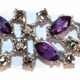 Armband, 585er WG, dekoratives Mittelteil besetzt mit 6 Brillanten von zus. ca. 0,06 ct. und 4 Amethysten im Navetteschliff, Ges.-Gew. 19,58 g, Kastenschloß mit 2 Sichterheitsachten, L. 18,8 cm - photo 1