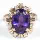 Ring, 585er GG, besetzt mit 1 oval facettiertem Amethysten, der von 8 Brillanten von zus. ca. 0,12 ct. umrandet wird, Ges.-Gew. 7,05 g, RG 53 - photo 1