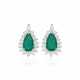 PAIR OF EMERALD AND DIAMOND PENDANTS - фото 1