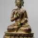 Feuervergoldete Repoussé-Figur des Buddha Shakyamuni - photo 1