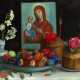 Easter Still Life, signed with initials,  also further signed, titled in Cyrillic and dated 1991 on the reverse. - Foto 1