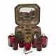 A GERMAN SILVER-MOUNTED NINE PIECE RUBY GLASS APOTHECARY SERVICE - Foto 1