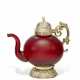 A CONTINENTAL SILVER-GILT MOUNTED RUBY GLASS TEAPOT AND COVER - photo 1