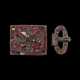 A VISIGOTHIC GARNET AND GLASS-INLAID GILT BRONZE BELT BUCKLE - фото 1