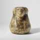 AN EGYPTIAN PAINTED ALABASTER CANOPIC JAR LID IN THE FORM OF HAPI - photo 1