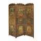 EXCEPTIONAL LINEN FOLDING SCREEN WITH APHORISMS AND GALANT SCENES - Foto 1