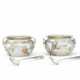 A PAIR OF AMERICAN SILVER AND MIXED METAL SALT CELLARS AND MATCHING SALT SPOONS - photo 1