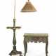 A REGENCY STYLE FLORAL AND GREEN PAINTED FLOOR LAMP - Foto 1